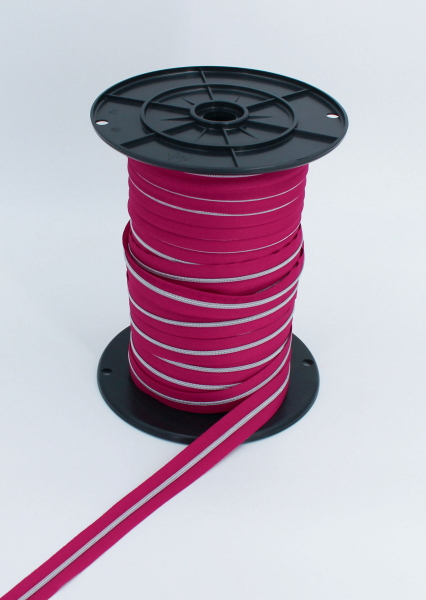 Endlosreißverschluss metallisiert schmal fuchsia/silber (1m)